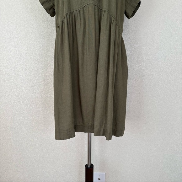 Universal Thread Linen Blend Olive Green Short Sleeves Shift Dress, Sz Large - Picture 4 of 13
